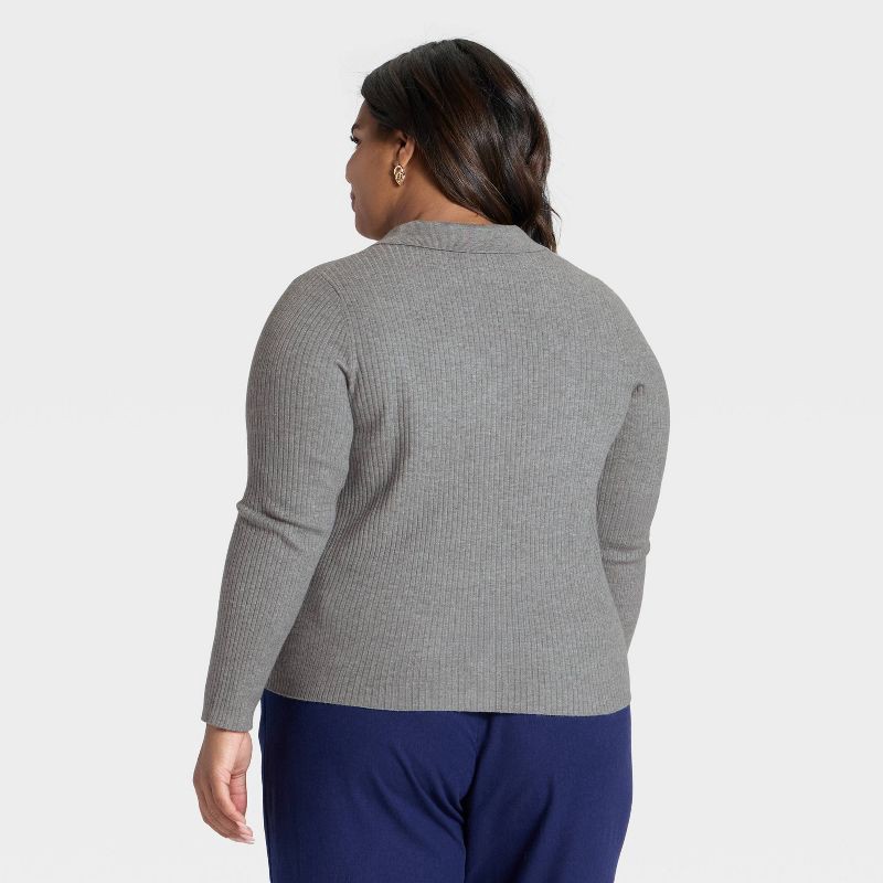 slide 2 of 3, Women's Ribbed Cardigan Sweater - A New Day™ Heather Gray XXL, 1 ct