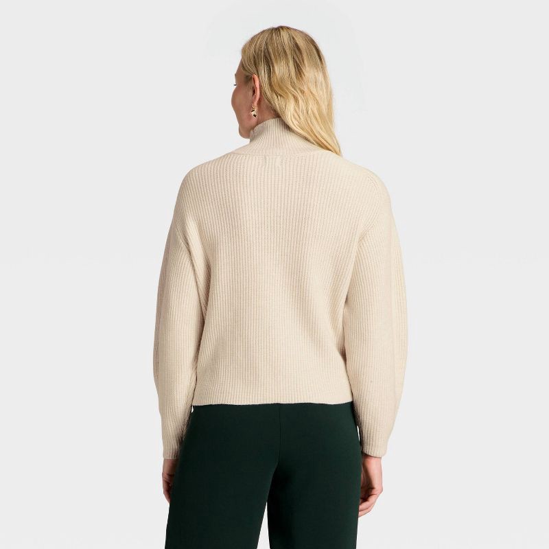 slide 2 of 3, Women's Funnel Pullover Sweater - A New Day™ Oatmeal XS, 1 ct