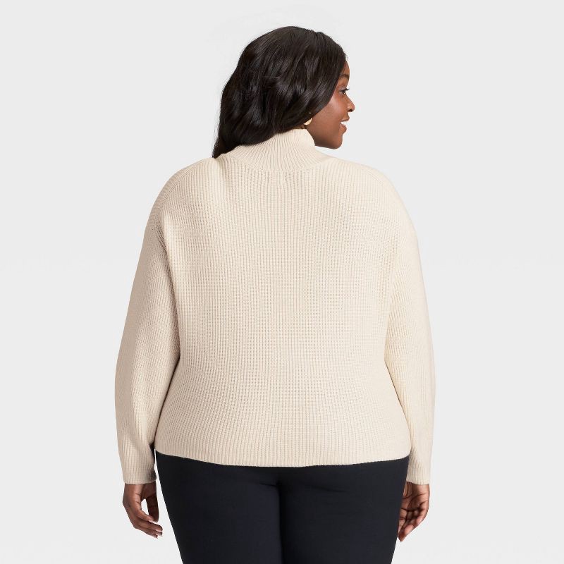slide 2 of 3, Women's Funnel Pullover Sweater - A New Day™ Oatmeal XXL, 1 ct