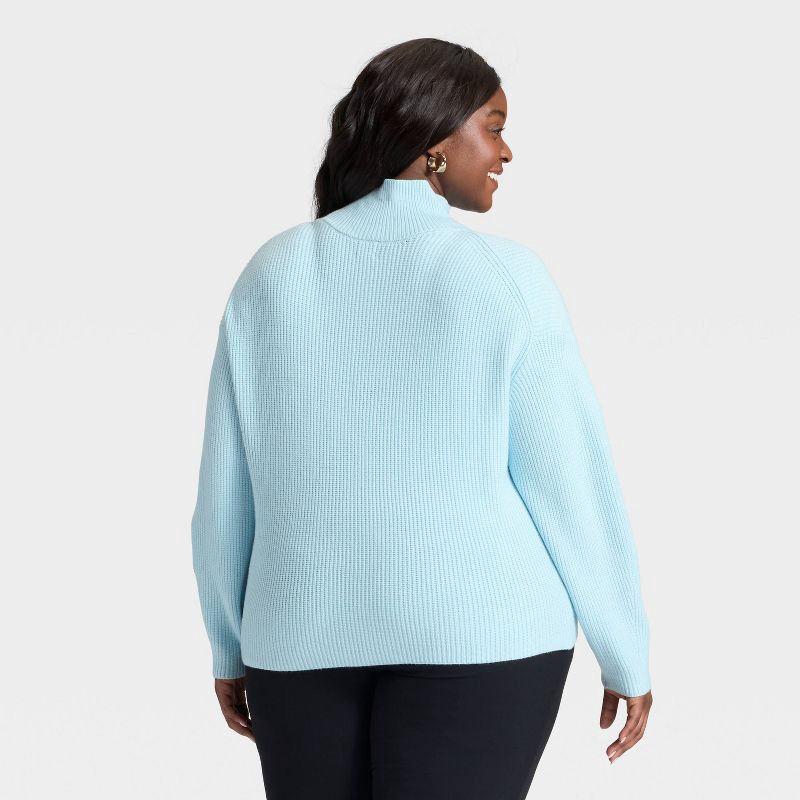 slide 2 of 3, Women's Funnel Pullover Sweater - A New Day™ Light Blue XXL, 1 ct