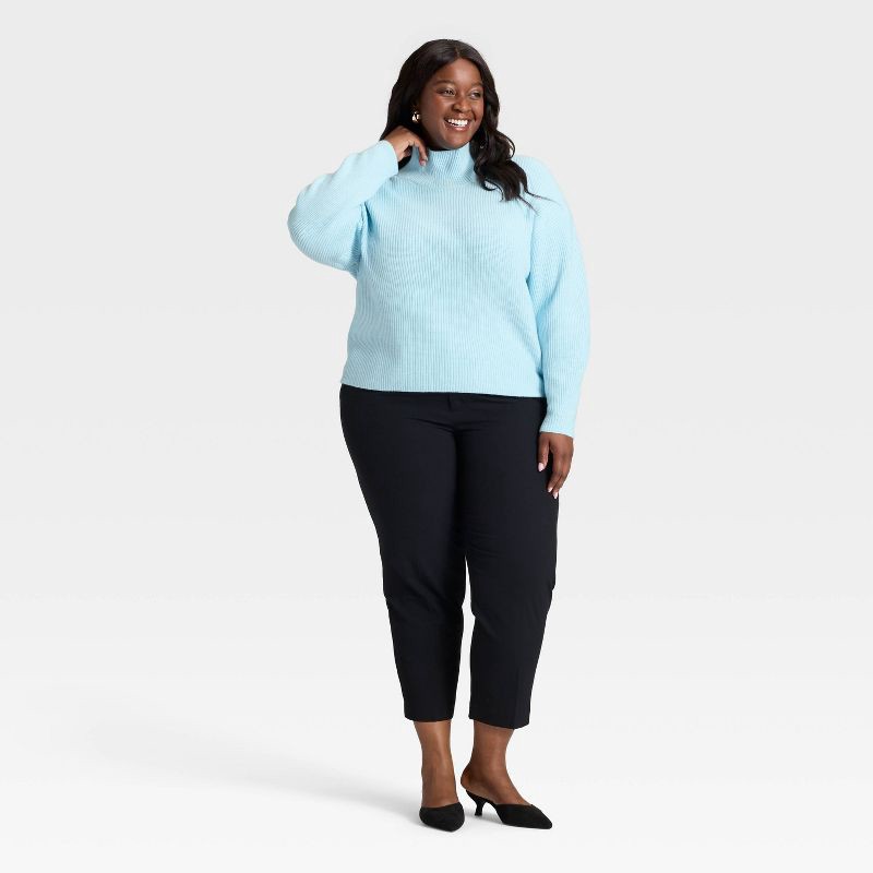 slide 3 of 3, Women's Funnel Pullover Sweater - A New Day™ Light Blue XXL, 1 ct