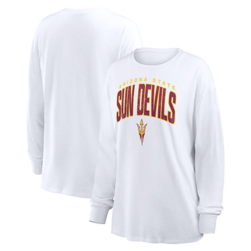 slide 3 of 3, NCAA Arizona State Sun Devils Women's White Long Sleeve T-Shirt - L, 1 ct
