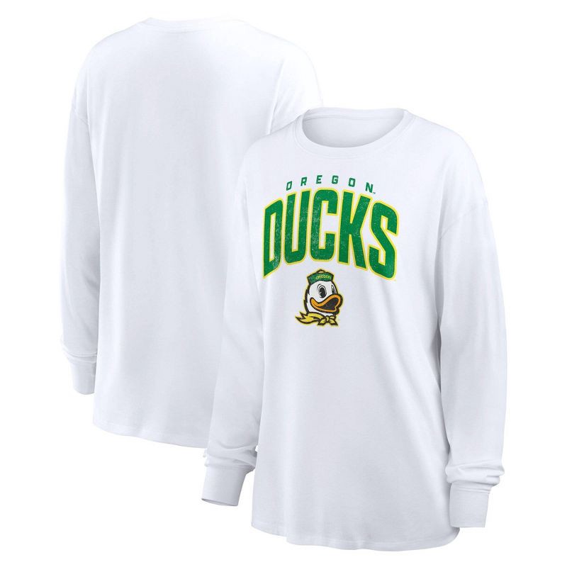 slide 3 of 3, NCAA Oregon Ducks Women's White Long Sleeve T-Shirt - L, 1 ct