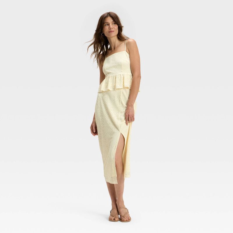slide 3 of 3, Women's Peplum Tank Top - A New Day™ White M, 1 ct