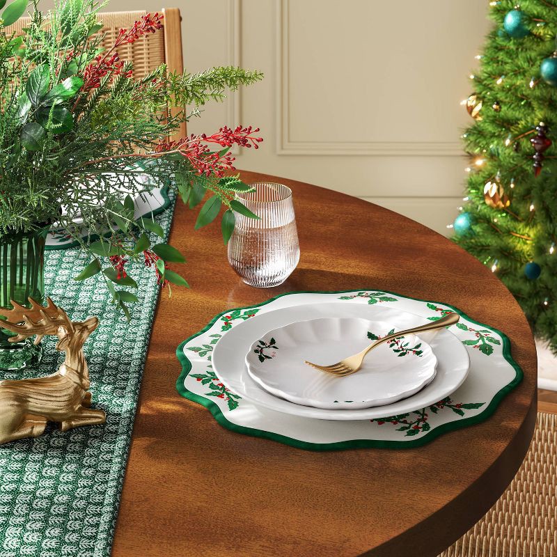 slide 2 of 4, 2pk Scallop with Embroidery Charger - Threshold™, 2 ct