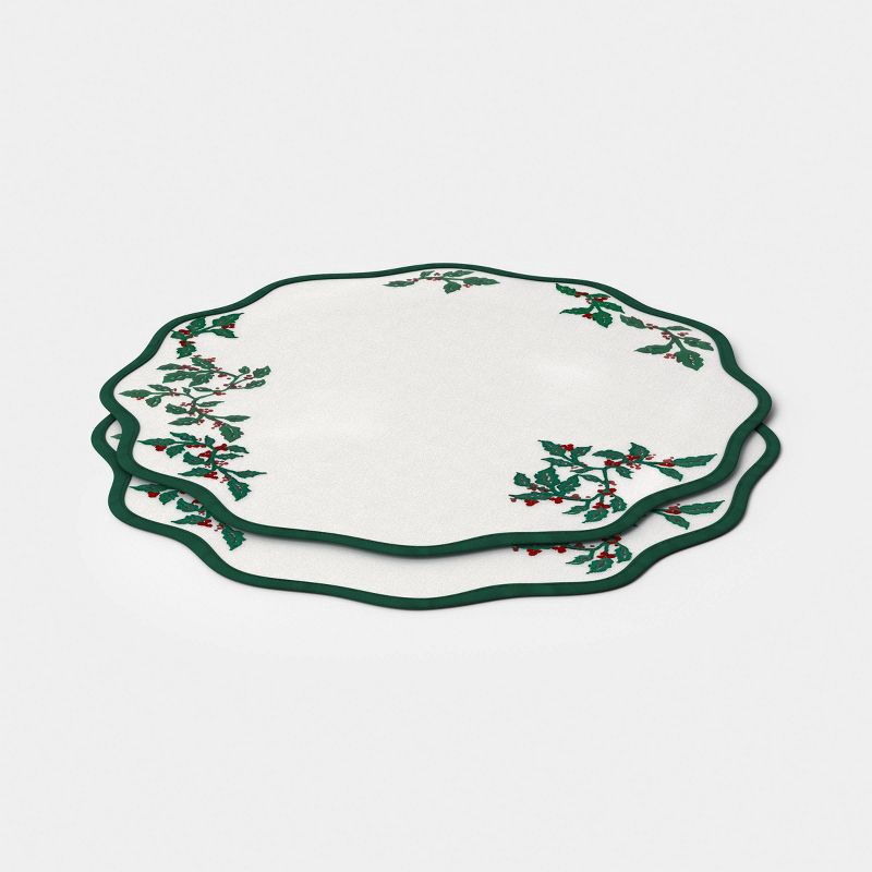 slide 3 of 4, 2pk Scallop with Embroidery Charger - Threshold™, 2 ct