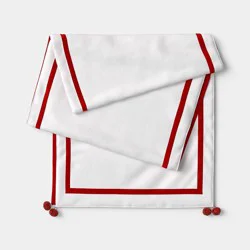 72"x14" Reversible Jingle Bells Table Runner Cream/Red - Threshold™