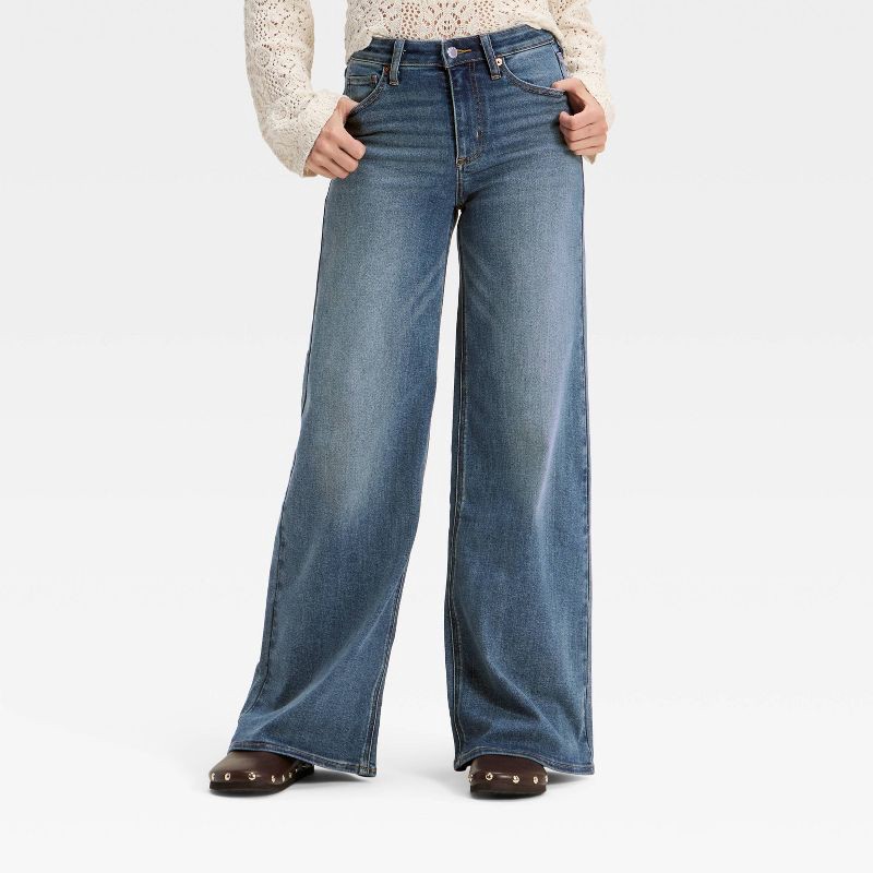 slide 1 of 3, Women's High-Rise Wide Leg Jeans - Universal Thread™ Vintage Medium Wash 12, 1 ct
