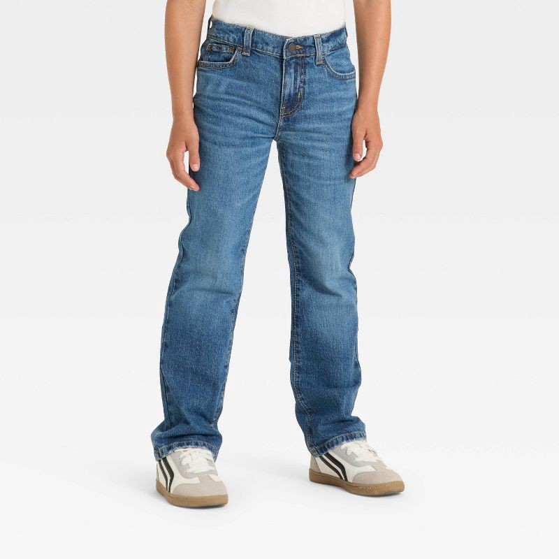 slide 1 of 3, Boys' Stretch Straight Fit Jeans - Cat & Jack™ Medium Wash 10, 1 ct