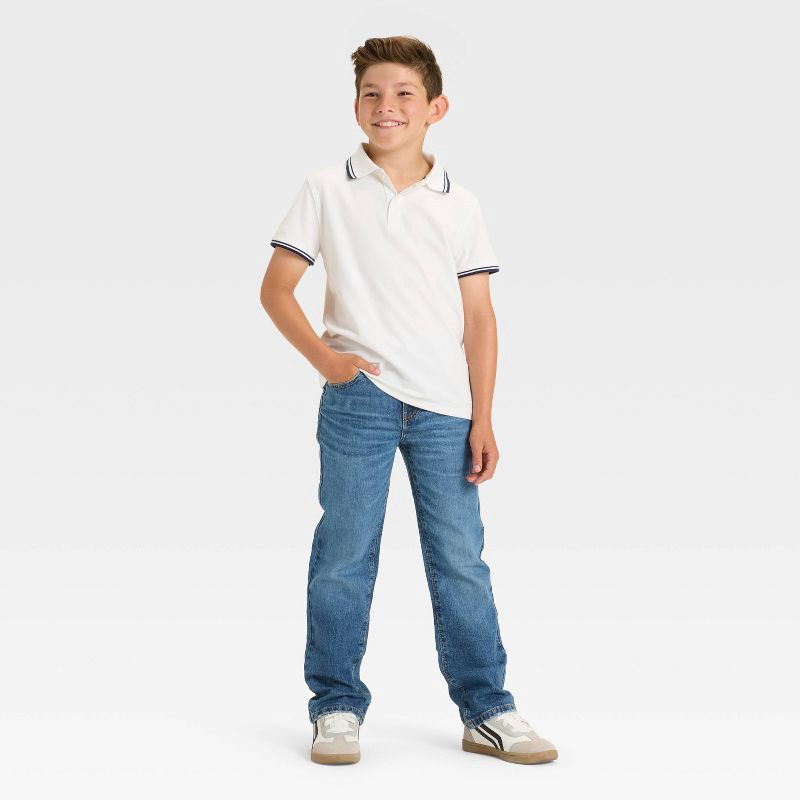 slide 3 of 3, Boys' Stretch Straight Fit Jeans - Cat & Jack™ Medium Wash 12, 1 ct