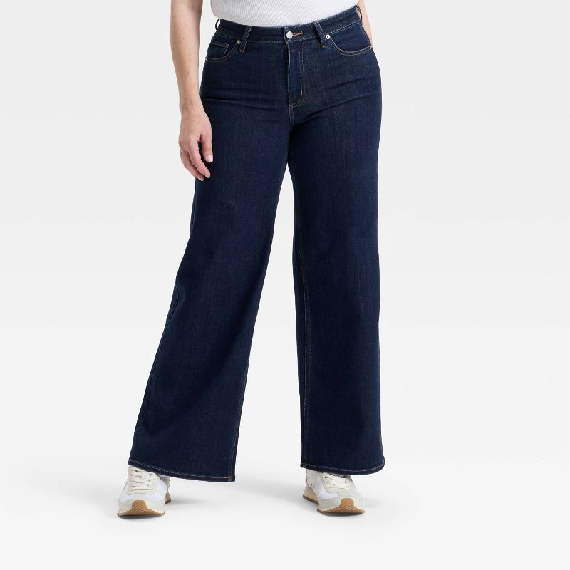 slide 4 of 5, Women's High-Rise Wide Leg Jeans - Universal Thread™ Dark Wash 2, 1 ct