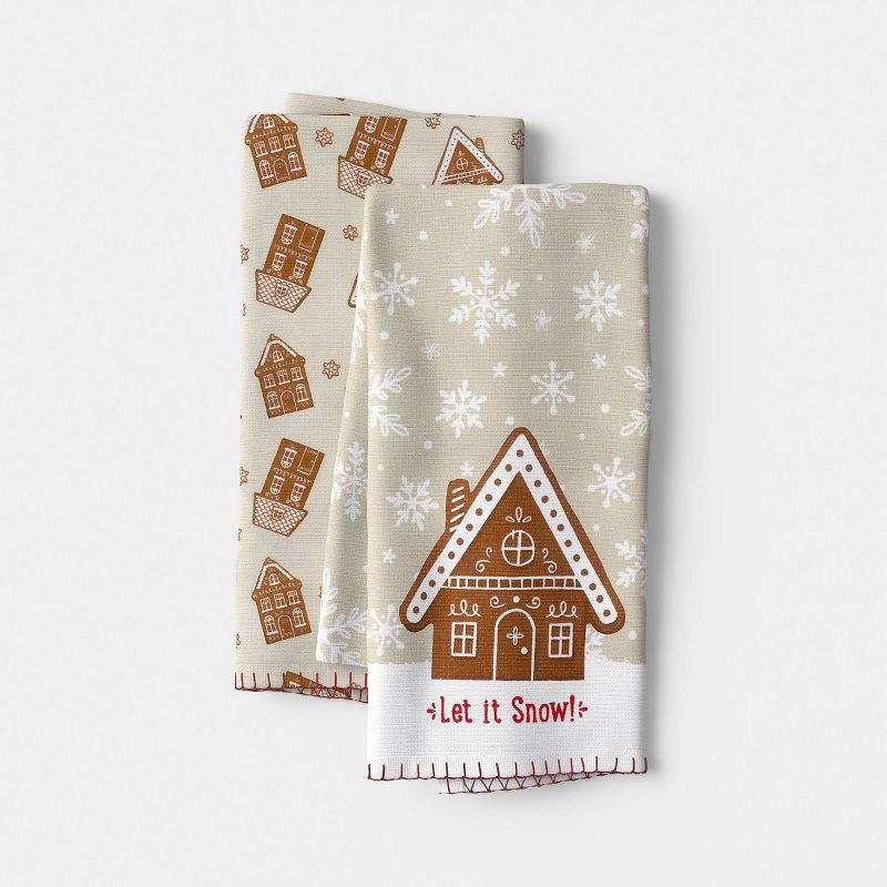 slide 1 of 3, 2pk Christmas Gingerbread House Tea Towels - Wondershop™, 2 ct