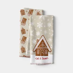 2pk Christmas Gingerbread House Tea Towels - Wondershop™