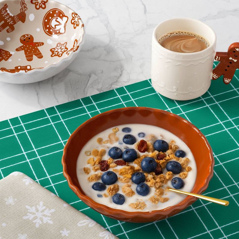 slide 2 of 4, 2pk 24oz Christmas Gingerbread Mini Cereal Bowl Brown/Cream - Wondershop™, 2 ct; 24 oz