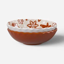 2pk 24oz Christmas Gingerbread Mini Cereal Bowl Brown/Cream - Wondershop™