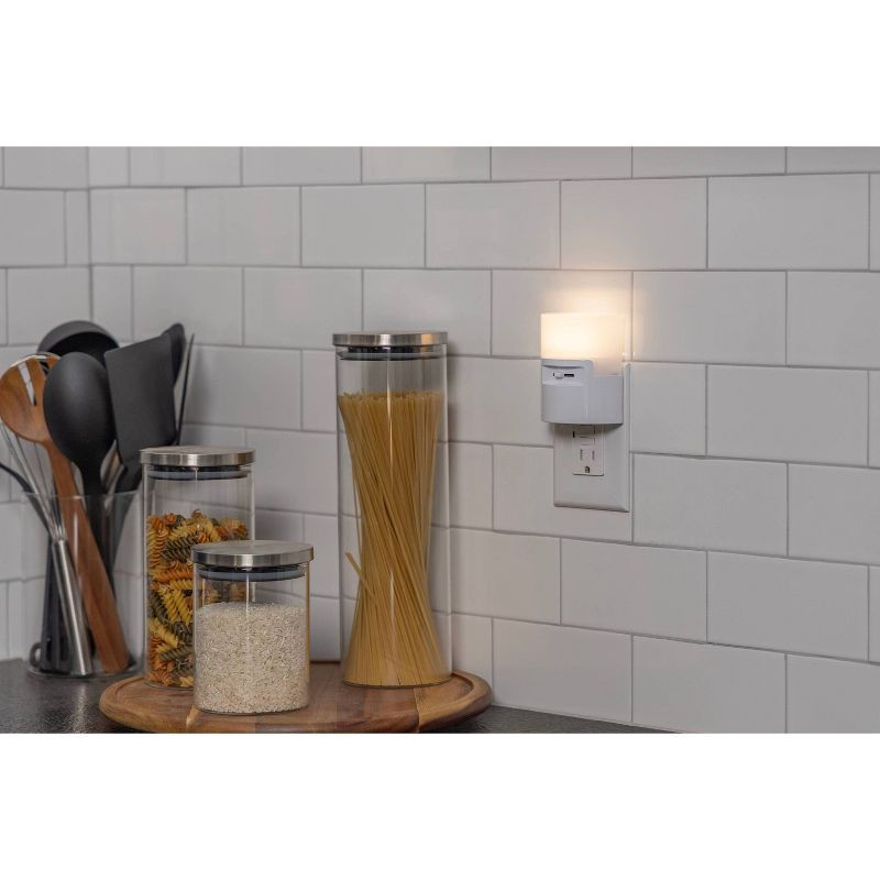 slide 3 of 7, Energizer Half Cup Dimmable Light Sensing LED Nightlight White, 1 ct