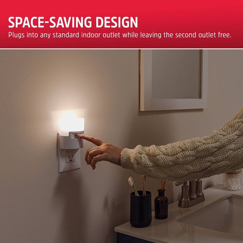 slide 4 of 7, Energizer Half Cup Dimmable Light Sensing LED Nightlight White, 1 ct