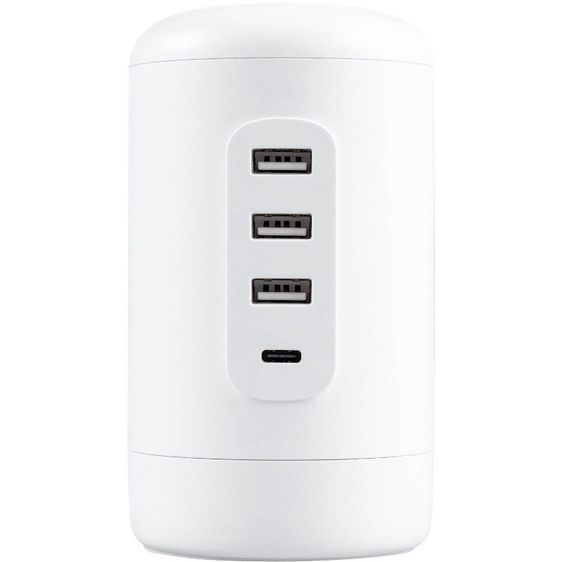 slide 1 of 10, General Electric GE 5' Braided Cord 2 Outlet with 3 USB-A and 1 USB-C Desktop Charging Station White, 1 ct