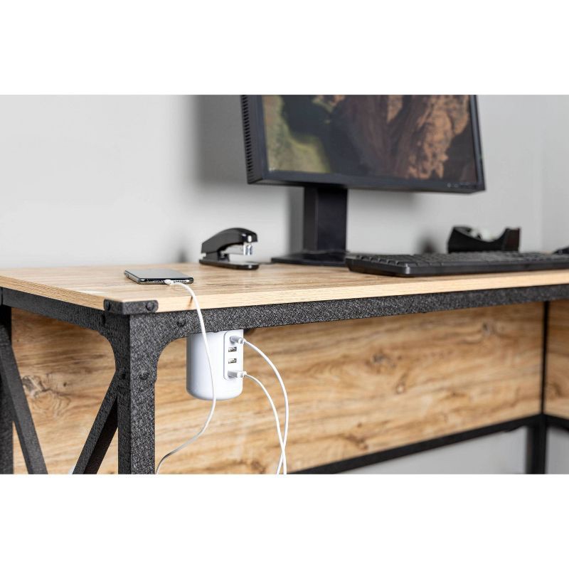 slide 5 of 10, General Electric GE 5' Braided Cord 2 Outlet with 3 USB-A and 1 USB-C Desktop Charging Station White, 1 ct