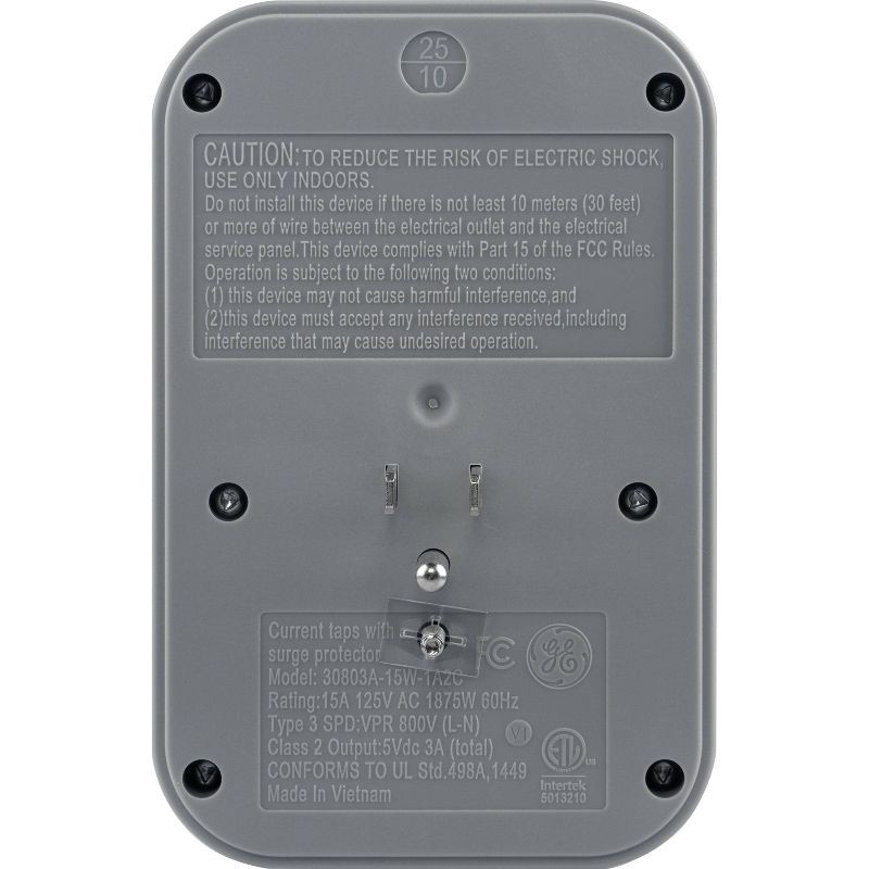 slide 4 of 10, General Electric GE 4 Grounded Outlets and 4 Polarized Outlets with 2 USB-C and 1 USB-A Surge Tap White/Gray, 1 ct