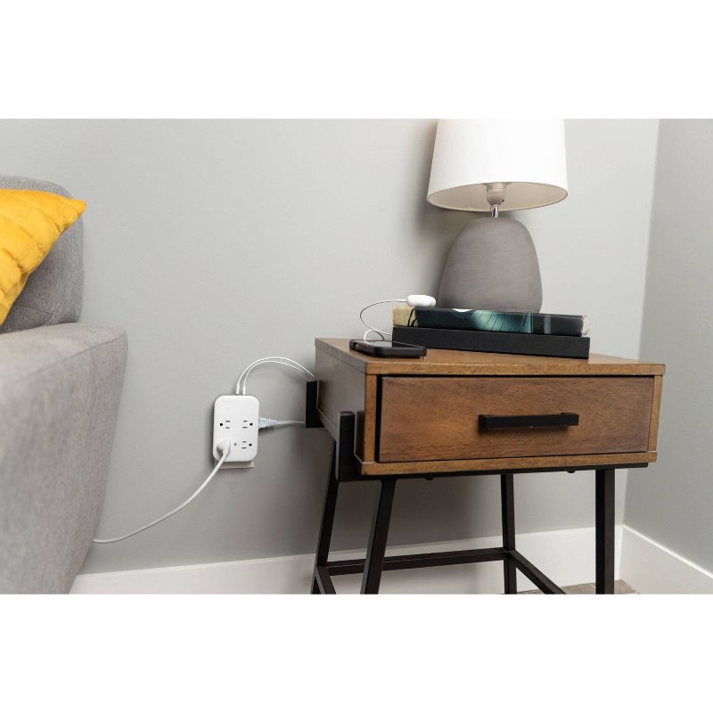 slide 5 of 10, General Electric GE 4 Grounded Outlets and 4 Polarized Outlets with 2 USB-C and 1 USB-A Surge Tap White/Gray, 1 ct