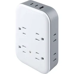 General Electric GE 4 Grounded Outlets and 4 Polarized Outlets with 2 USB-C and 1 USB-A Surge Tap White/Gray