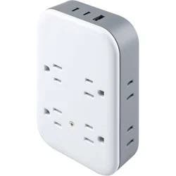 General Electric GE 4 Grounded Outlets and 4 Polarized Outlets with 2 USB-C and 1 USB-A Surge Tap White/Gray