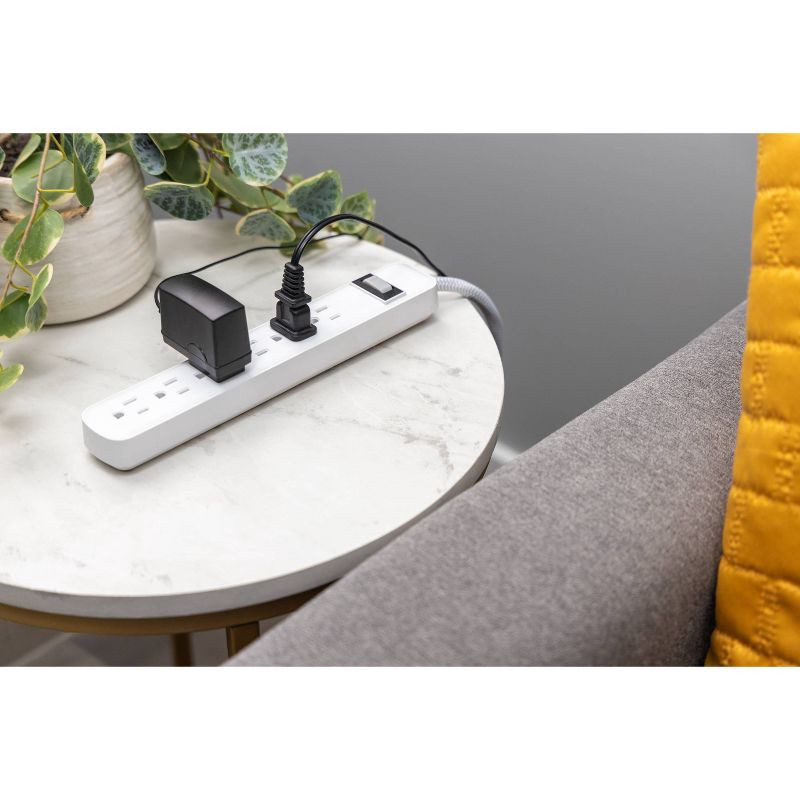 slide 6 of 8, General Electric 2pc Multipack 2' 6 Outlet Surge Protector 245J White, 2 ct