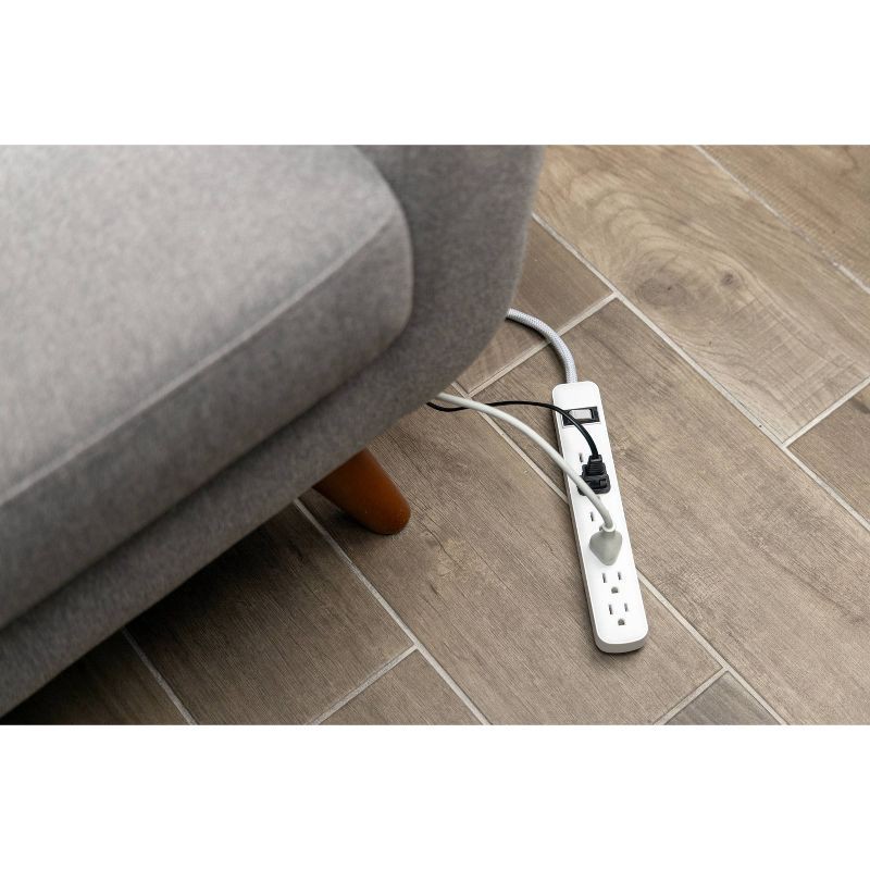 slide 7 of 8, General Electric 2pc Multipack 2' 6 Outlet Surge Protector 245J White, 2 ct