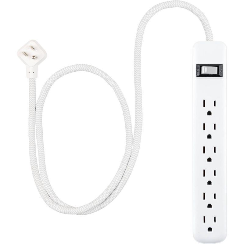 slide 2 of 12, General Electric GE 2 Outlet 2 USB-C 12W and 6 Outlet 245 Joules 2' Braided Cord White Combo Pack, 1 ct