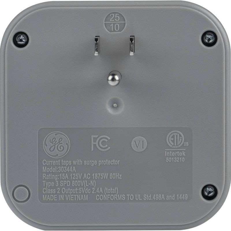 slide 3 of 7, General Electric 3 Outlet Surge Tap with 1 USB-A and 1 USB-C 980J White, 1 ct