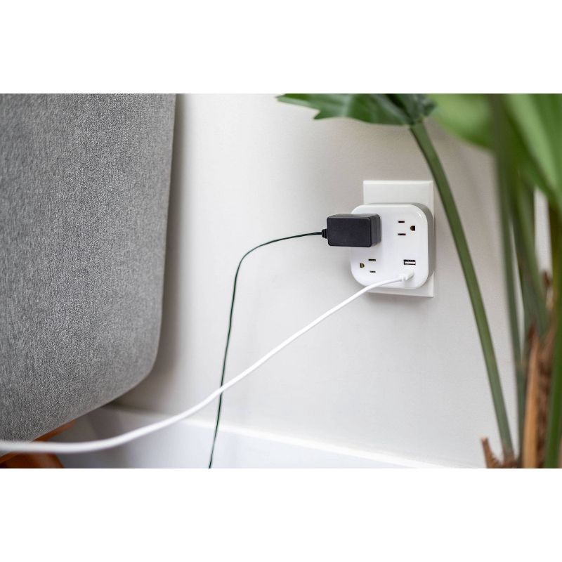 slide 4 of 7, General Electric 3 Outlet Surge Tap with 1 USB-A and 1 USB-C 980J White, 1 ct