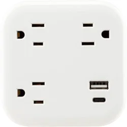 General Electric GE 3 Outlet Surge Tap with 1 USB-A and 1 USB-C 980 Joules White