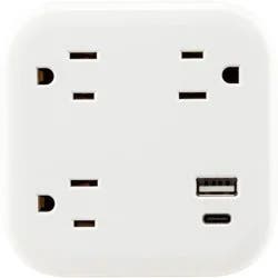 General Electric GE 3 Outlet Surge Tap with 1 USB-A and 1 USB-C 980 Joules White