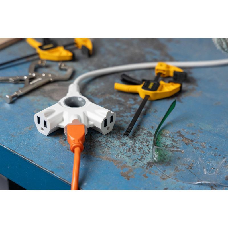 slide 7 of 9, General Electric GE 50' 3-Outlet EZGrip Grounded Indoor-Outdoor Extension Cord White, 1 ct