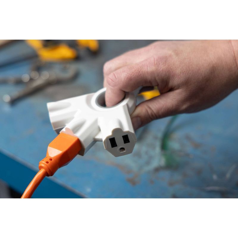 slide 8 of 9, General Electric GE 50' 3-Outlet EZGrip Grounded Indoor-Outdoor Extension Cord White, 1 ct