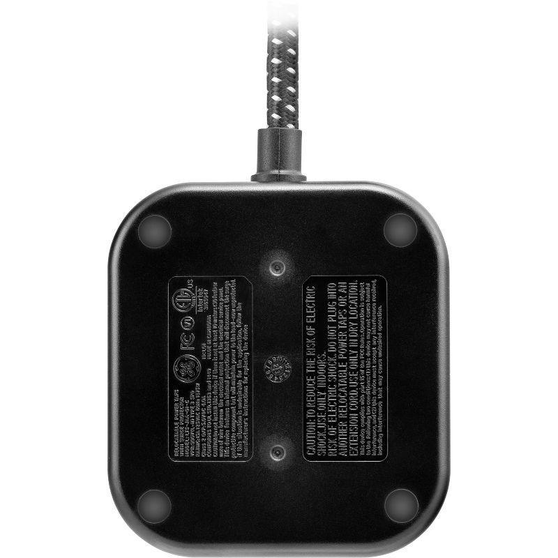slide 3 of 8, General Electric GE 3 Outlet 1 USB-A and 1 USB-C 12W Shared 245 Joules 4' Braided Cord Black, 1 ct