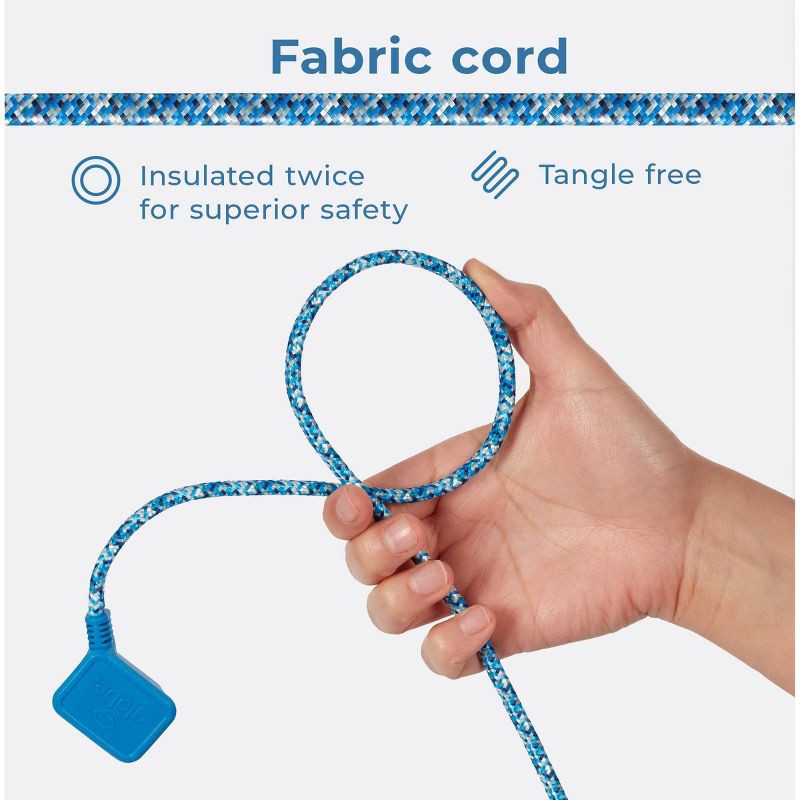slide 7 of 8, Globe Electric 9' Fabric Extension Cord with 3 Polarized Outlets Metallic Blue, 1 ct