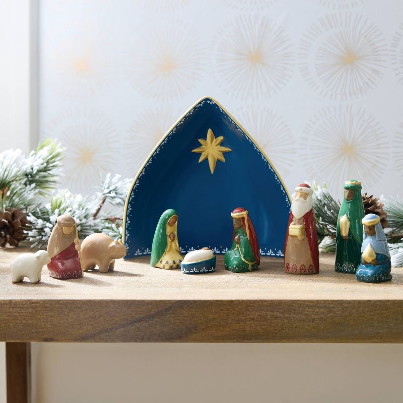 slide 2 of 5, Painted Ceramic Nativity Set Christmas - Threshold™, 1 ct