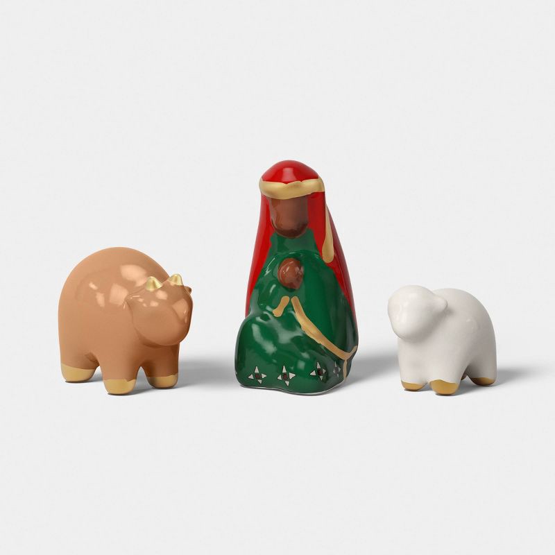 slide 4 of 5, Painted Ceramic Nativity Set Christmas - Threshold™, 1 ct