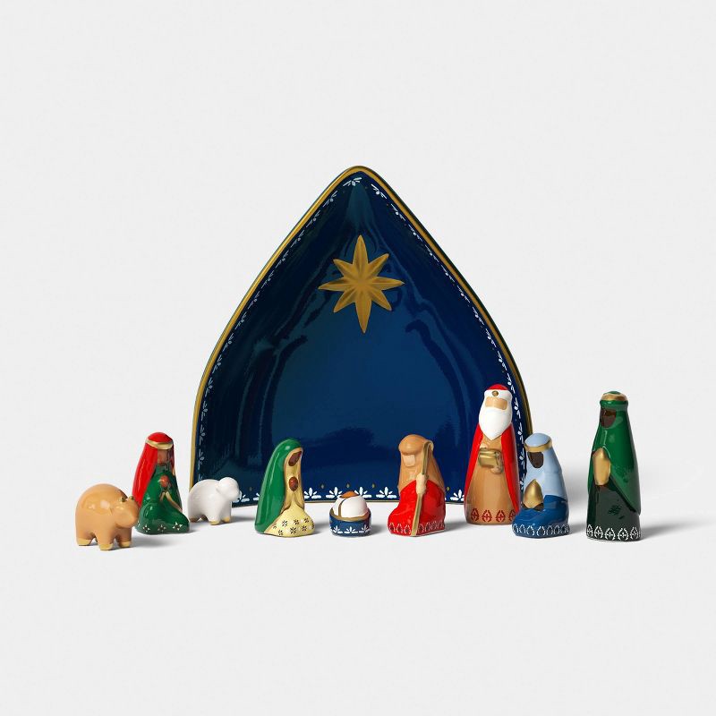 slide 1 of 5, Painted Ceramic Nativity Set Christmas - Threshold™, 1 ct