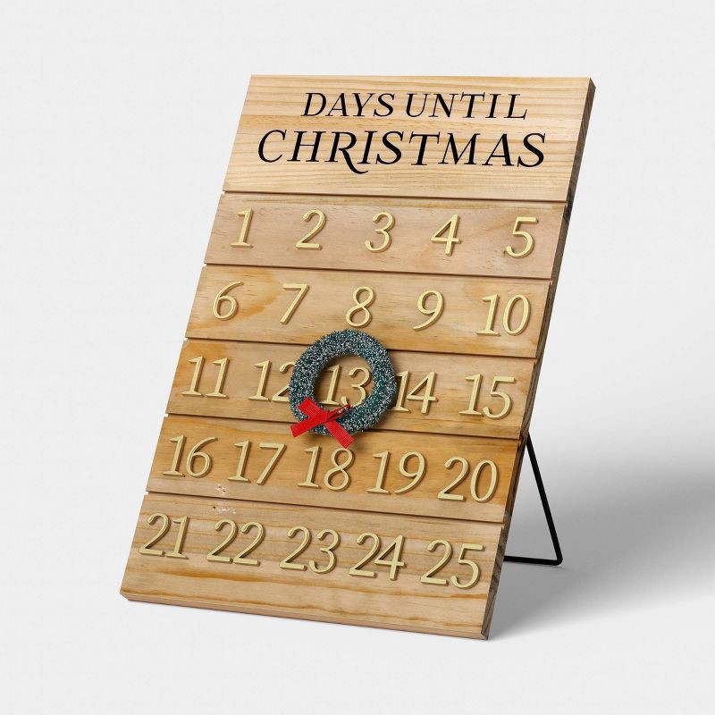 slide 1 of 3, Wooden Christmas Countdown Calendar - Threshold™, 1 ct