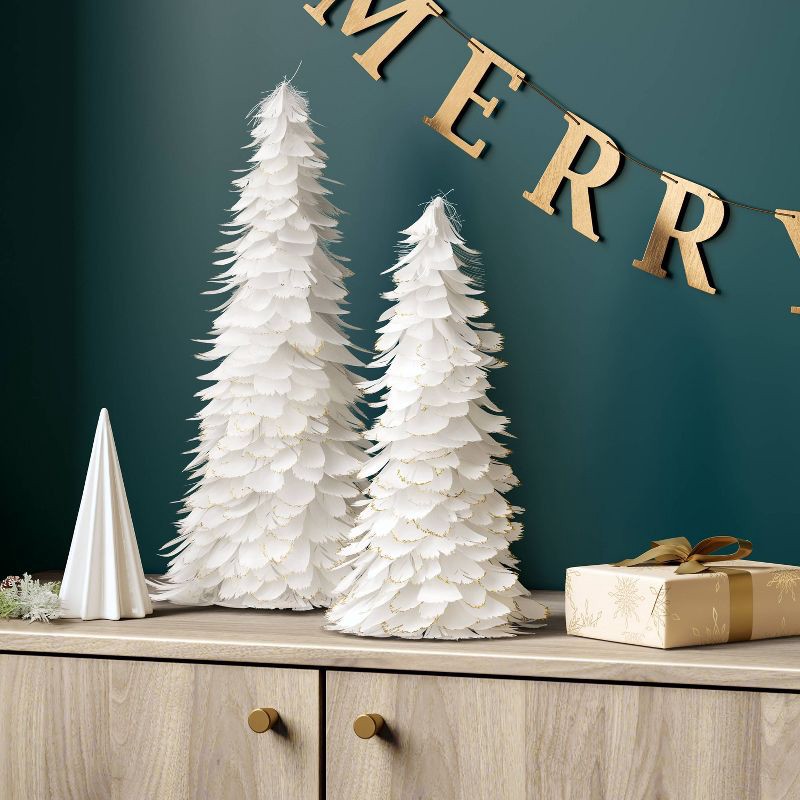 slide 2 of 3, Small Faceted Ceramic Christmas Tree White - Threshold™, 1 ct