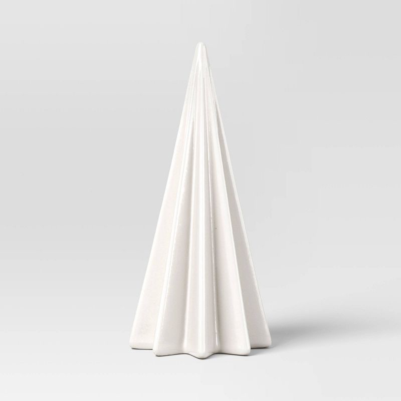 slide 1 of 3, Small Faceted Ceramic Christmas Tree White - Threshold™, 1 ct