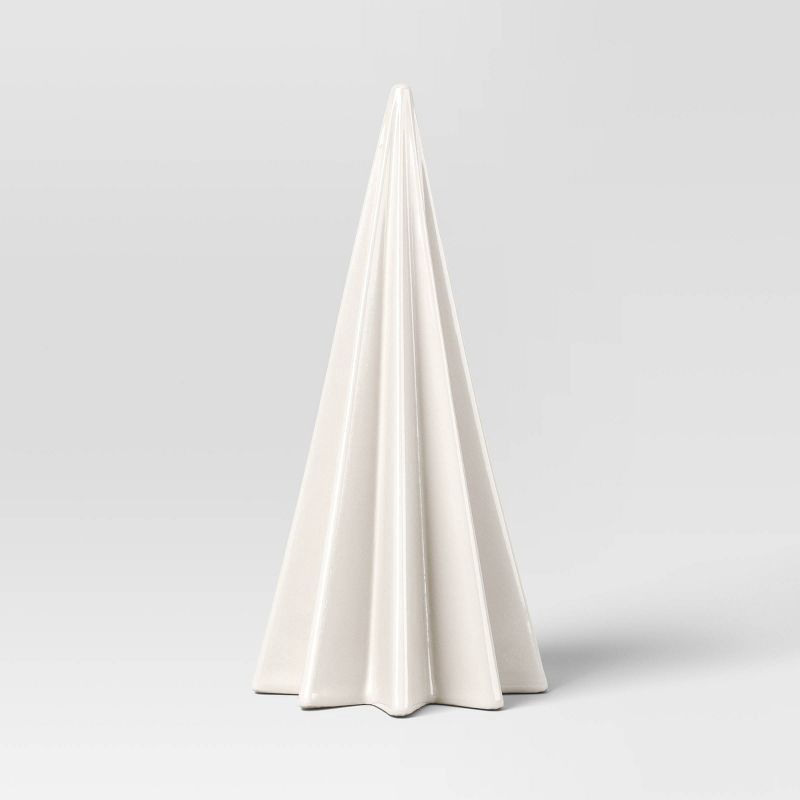 slide 1 of 3, Medium Faceted Ceramic Christmas Tree White - Threshold™, 1 ct
