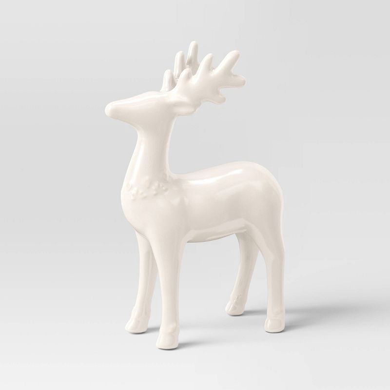 slide 1 of 3, Ceramic Standing Deer White Christmas - Threshold™, 1 ct