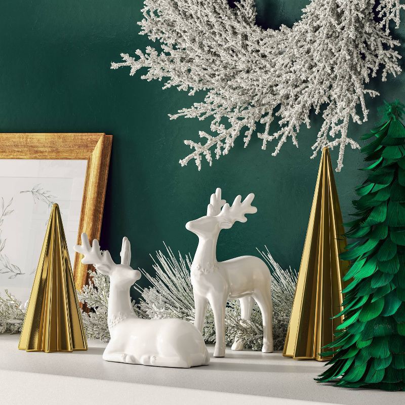 slide 2 of 3, Ceramic Sitting Deer White Christmas - Threshold™, 1 ct