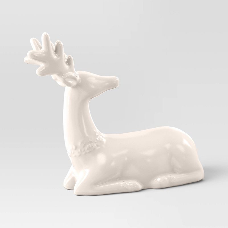 slide 1 of 3, Ceramic Sitting Deer White Christmas - Threshold™, 1 ct