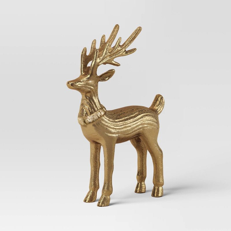 slide 1 of 3, Christmas Metal Standing Deer Gold - Threshold™, 1 ct