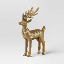 Christmas Metal Standing Deer Gold - Threshold™